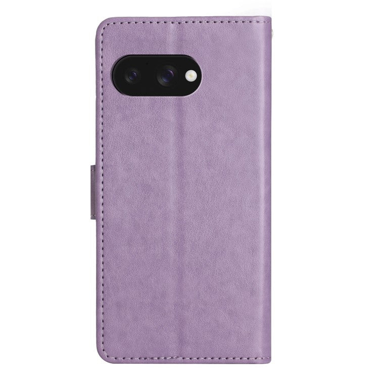 For Google Pixel 9a Case PU Leather Phone Wallet Cover with Strap - Light Purple