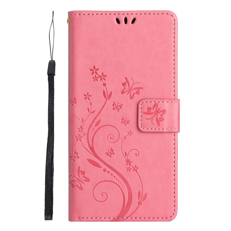 For Google Pixel 9a Case PU Leather Phone Wallet Cover with Strap - Pink