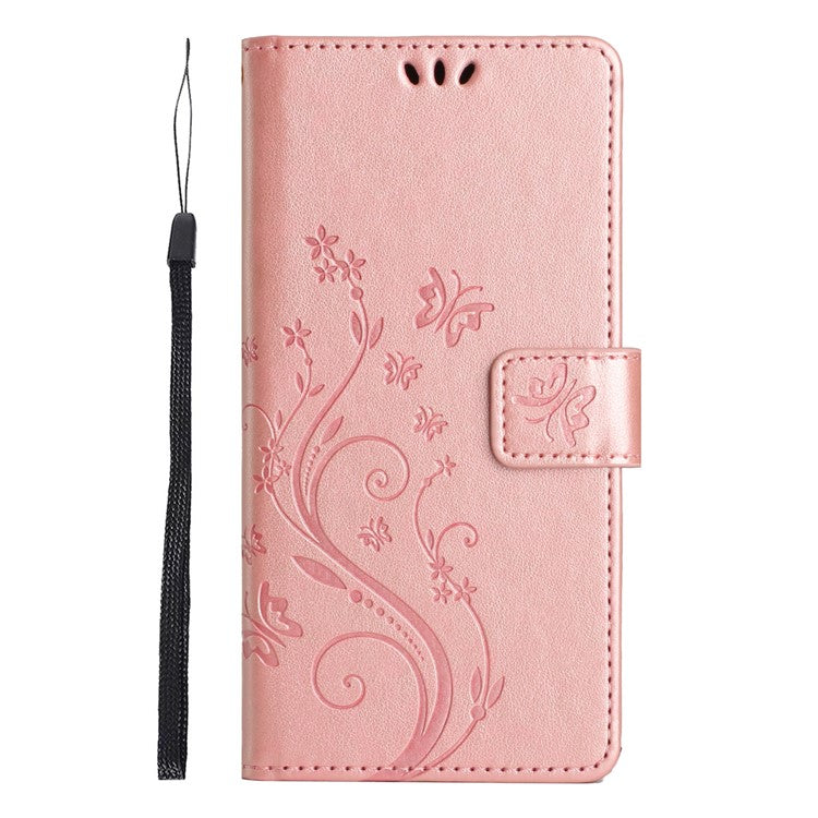 For Xiaomi Redmi Note 14 5G Case PU Leather Phone Wallet Cover with Strap - Rose Gold