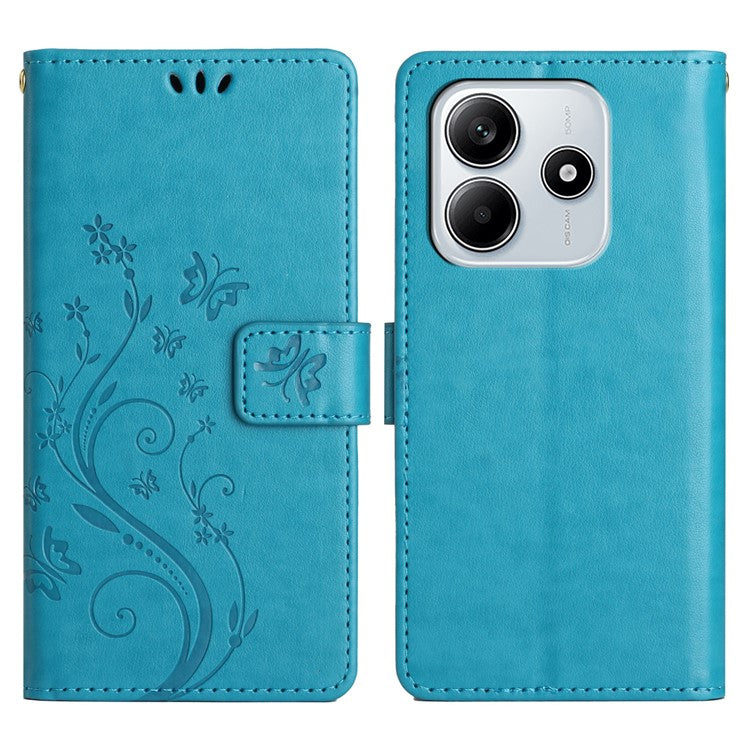 For Xiaomi Redmi Note 14 5G Case PU Leather Phone Wallet Cover with Strap - Blue