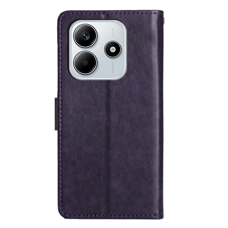 For Xiaomi Redmi Note 14 5G Case PU Leather Phone Wallet Cover with Strap - Dark Purple