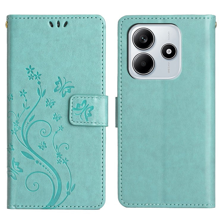 For Xiaomi Redmi Note 14 5G Case PU Leather Phone Wallet Cover with Strap - Baby Blue