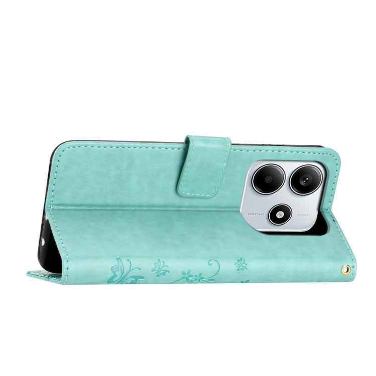 For Xiaomi Redmi Note 14 5G Case PU Leather Phone Wallet Cover with Strap - Baby Blue