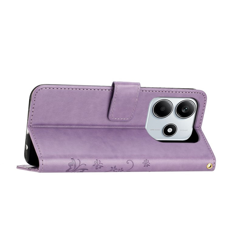 For Xiaomi Redmi Note 14 5G Case PU Leather Phone Wallet Cover with Strap - Light Purple