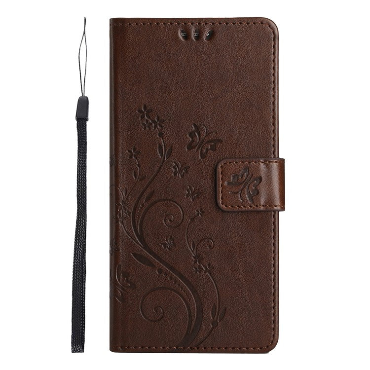 For Xiaomi Redmi Note 14 5G Case PU Leather Phone Wallet Cover with Strap - Brown