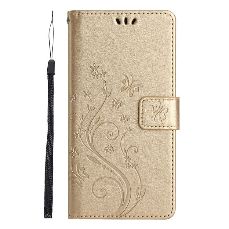 For Xiaomi Redmi Note 14 5G Case PU Leather Phone Wallet Cover with Strap - Gold