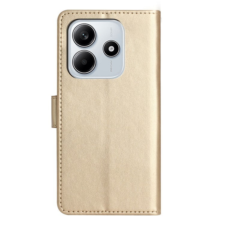 For Xiaomi Redmi Note 14 5G Case PU Leather Phone Wallet Cover with Strap - Gold