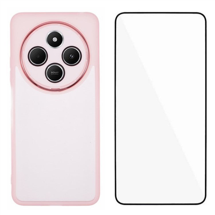 WANLONFENG DKSM Series for Xiaomi Redmi 14C 4G / 14R 5G / Poco C75 4G TPU Case Phone Cover with Tempered Glass - Transparent Pink