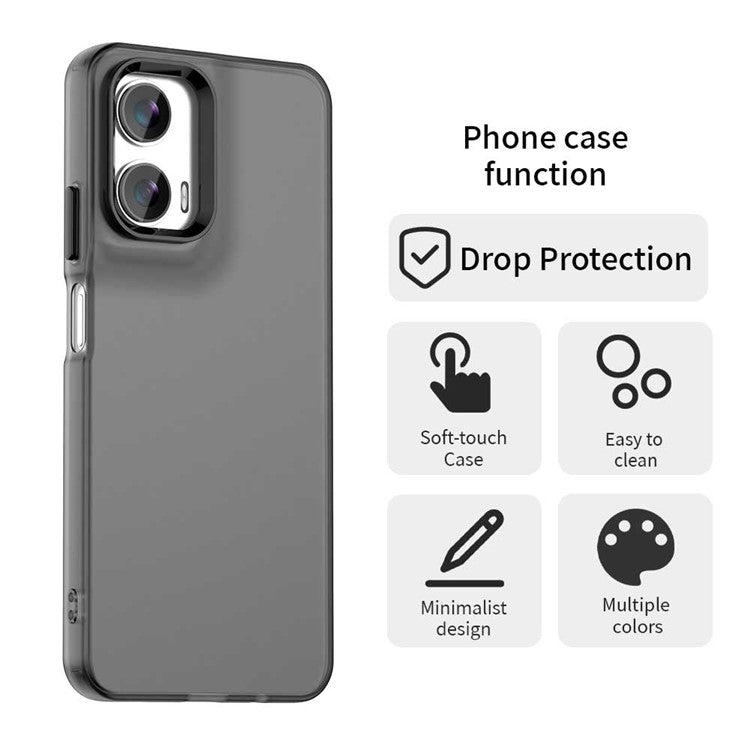 For Motorola Moto G35 5G Case PC+TPU+PET Matte Anti-Drop Phone Back Cover - Black