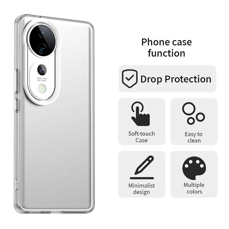 For vivo S19 Pro 5G / V40 5G / V40 Pro 5G Case PC+TPU+PET Matte Anti-Drop Phone Back Cover - White