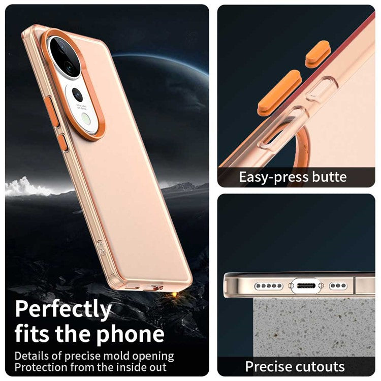 For vivo S19 Pro 5G / V40 5G / V40 Pro 5G Case PC+TPU+PET Matte Anti-Drop Phone Back Cover - Orange