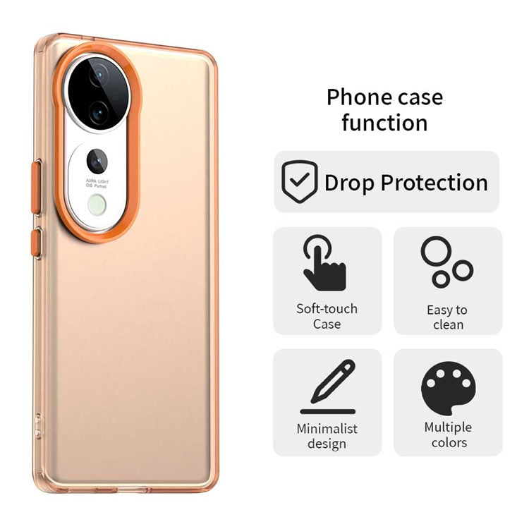 For vivo S19 Pro 5G / V40 5G / V40 Pro 5G Case PC+TPU+PET Matte Anti-Drop Phone Back Cover - Orange