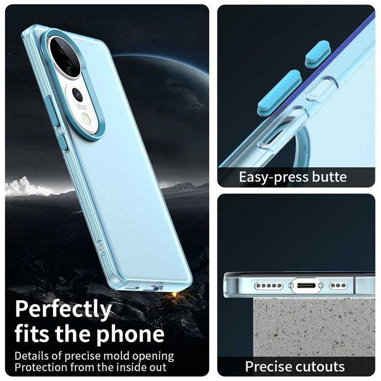 For vivo S19 Pro 5G / V40 5G / V40 Pro 5G Case PC+TPU+PET Matte Anti-Drop Phone Back Cover - Blue