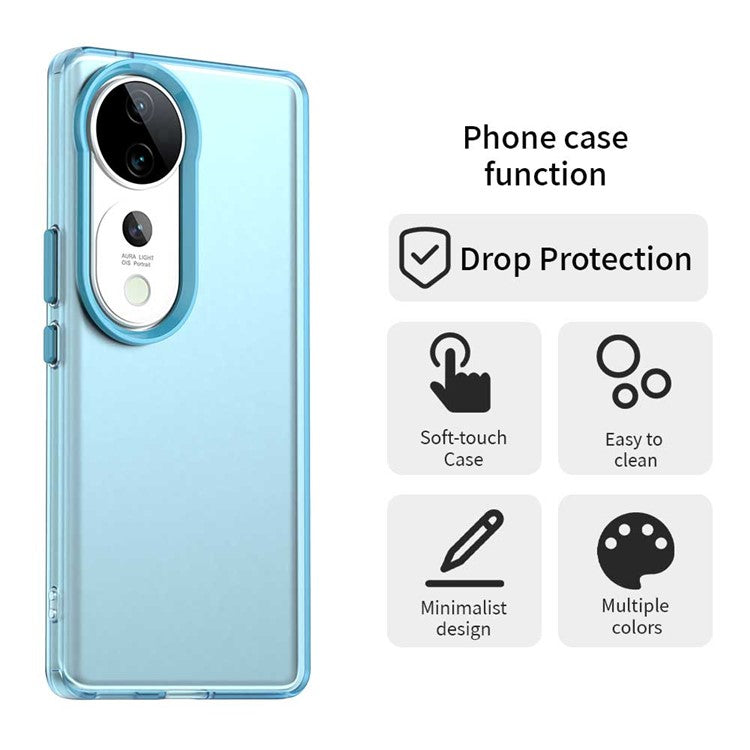 For vivo S19 Pro 5G / V40 5G / V40 Pro 5G Case PC+TPU+PET Matte Anti-Drop Phone Back Cover - Blue