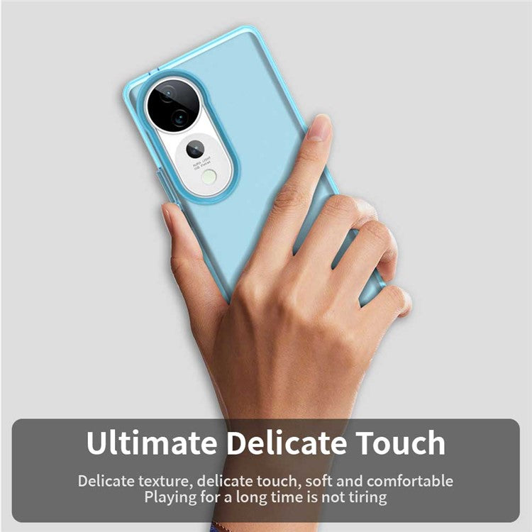 For vivo S19 Pro 5G / V40 5G / V40 Pro 5G Case PC+TPU+PET Matte Anti-Drop Phone Back Cover - Blue