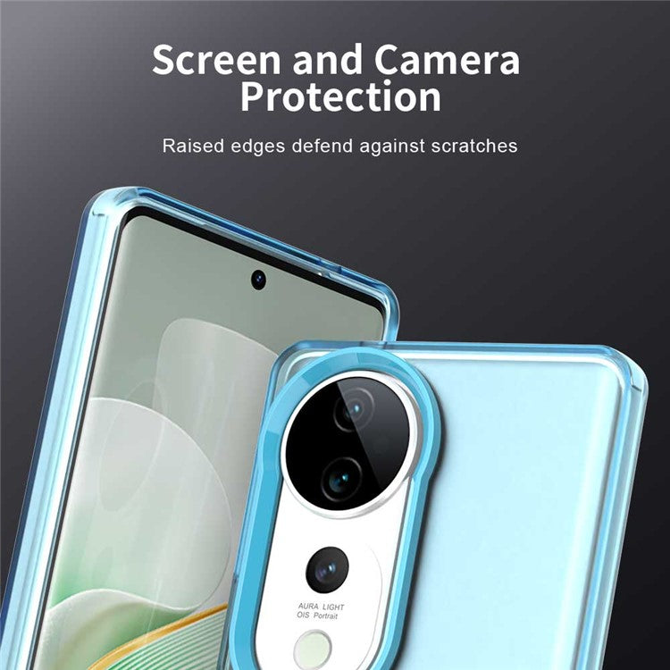 For vivo S19 Pro 5G / V40 5G / V40 Pro 5G Case PC+TPU+PET Matte Anti-Drop Phone Back Cover - Blue