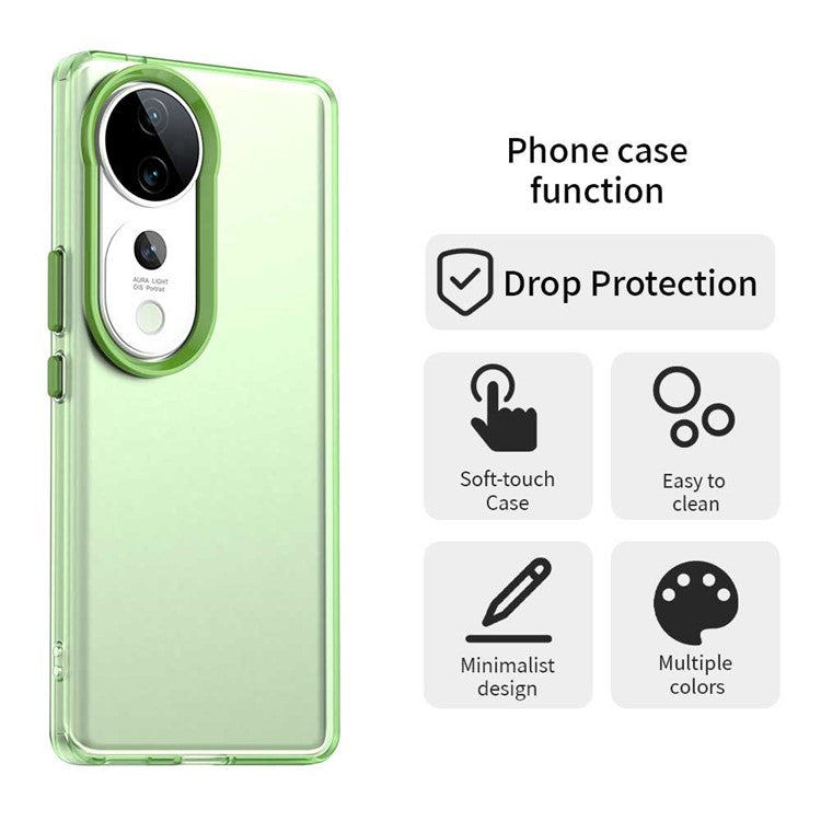 For vivo S19 Pro 5G / V40 5G / V40 Pro 5G Case PC+TPU+PET Matte Anti-Drop Phone Back Cover - Green