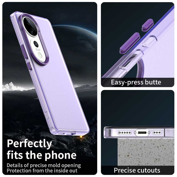 For vivo S19 Pro 5G / V40 5G / V40 Pro 5G Case PC+TPU+PET Matte Anti-Drop Phone Back Cover - Purple