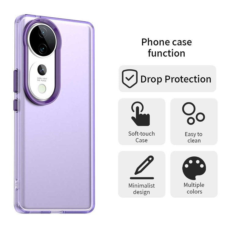 For vivo S19 Pro 5G / V40 5G / V40 Pro 5G Case PC+TPU+PET Matte Anti-Drop Phone Back Cover - Purple