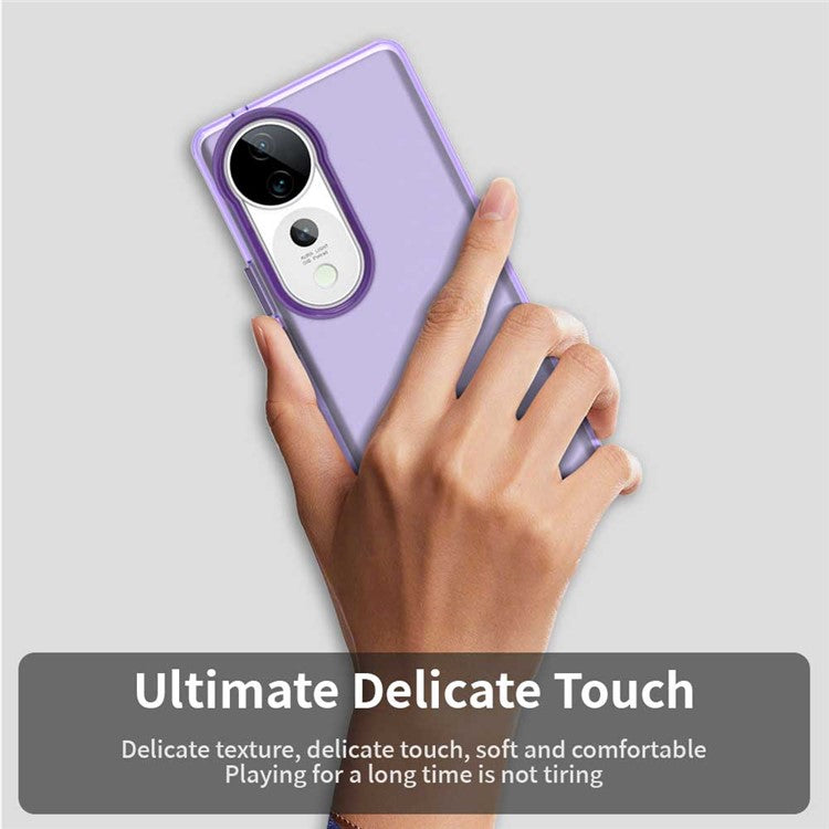 For vivo S19 Pro 5G / V40 5G / V40 Pro 5G Case PC+TPU+PET Matte Anti-Drop Phone Back Cover - Purple