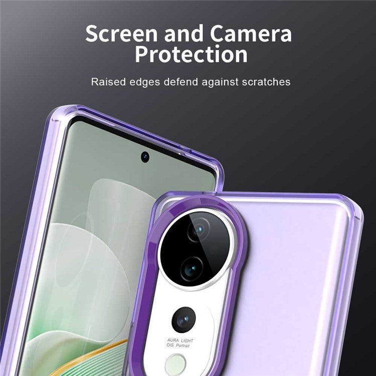 For vivo S19 Pro 5G / V40 5G / V40 Pro 5G Case PC+TPU+PET Matte Anti-Drop Phone Back Cover - Purple