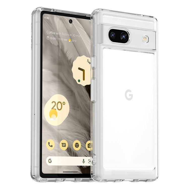 WANLONFENG MF Series for Google Pixel 7a Case TPU+Acrylic Clear Phone Cover with Tempered Glass Film