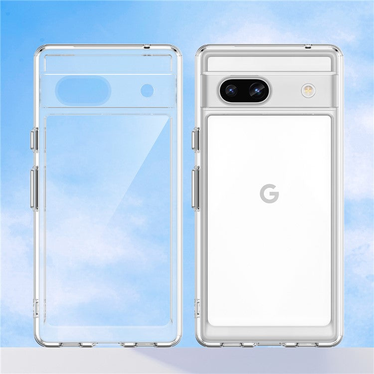 WANLONFENG MF Series for Google Pixel 7a Case TPU+Acrylic Clear Phone Cover with Tempered Glass Film