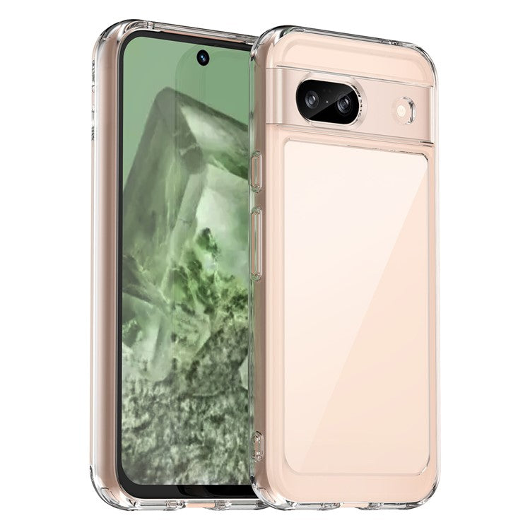 WANLONFENG MF Series for Google Pixel 8a Case TPU+Acrylic Clear Phone Cover with Tempered Glass Film