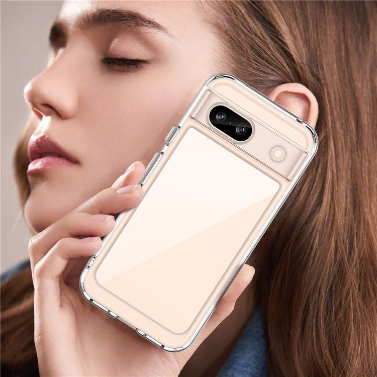 WANLONFENG MF Series for Google Pixel 8a Case TPU+Acrylic Clear Phone Cover with Tempered Glass Film