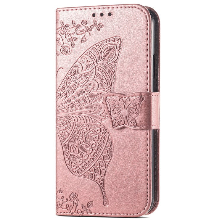 For Motorola Moto G75 5G Case PU Leather Wallet Phone Cover Butterfly Pattern - Rose Gold