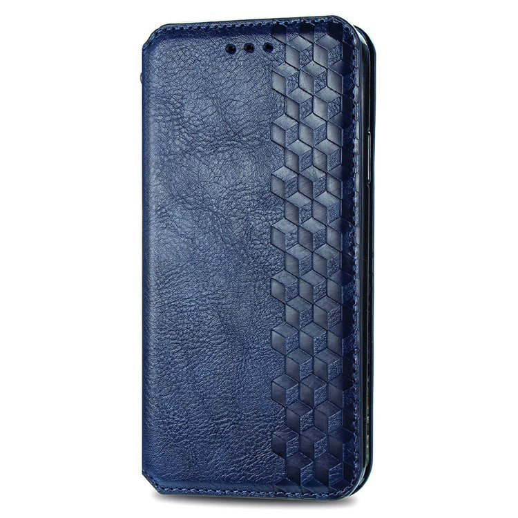 For Motorola Moto G75 5G Case Rhombus Imprint PU Leather Wallet Phone Cover - Blue