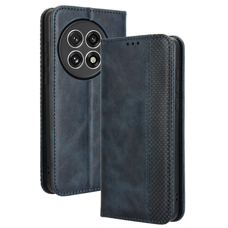 For OnePlus 13 Leather Case Wallet Stand Retro Texture Phone Cover - Blue