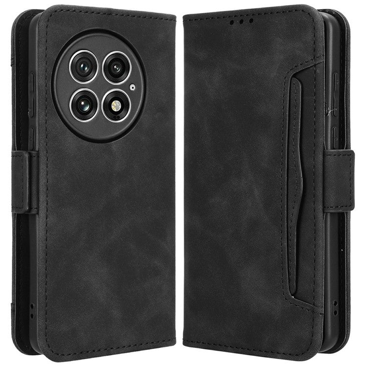 For OnePlus 13 Leather Case Phone Wallet Cover with Multiple Card Slots - Black