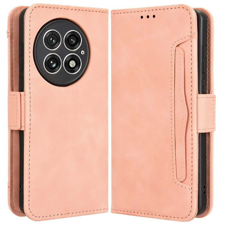 For OnePlus 13 Leather Case Phone Wallet Cover with Multiple Card Slots - Pink