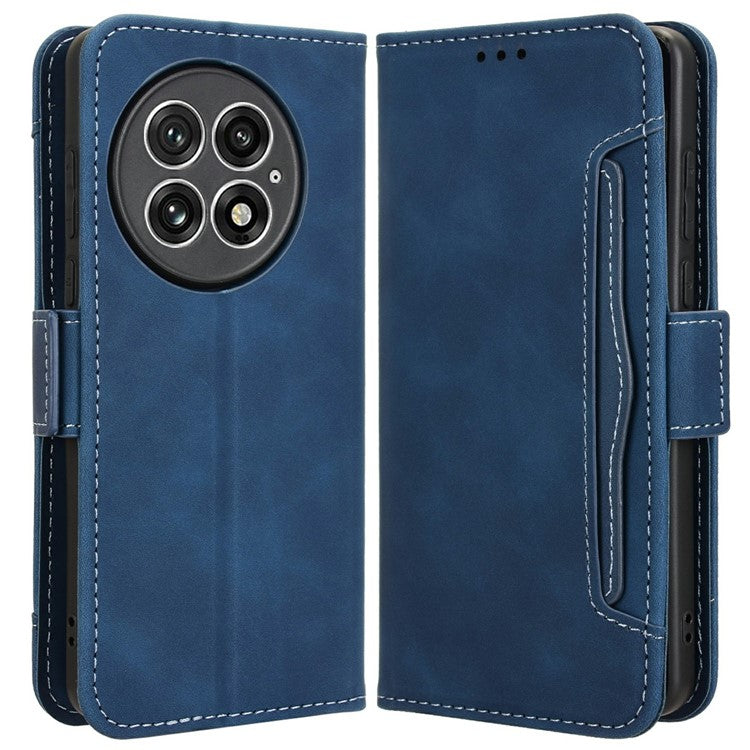 For OnePlus 13 Leather Case Phone Wallet Cover with Multiple Card Slots - Blue