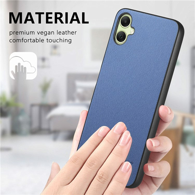 For Samsung Galaxy A06 Case Cloth Texture Leather+PC+TPU Anti-Drop Phone Cover - Blue