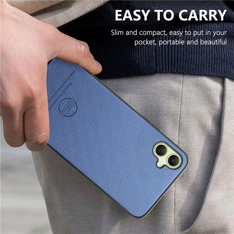 For Samsung Galaxy A06 Case Cloth Texture Leather+PC+TPU Anti-Drop Phone Cover - Blue