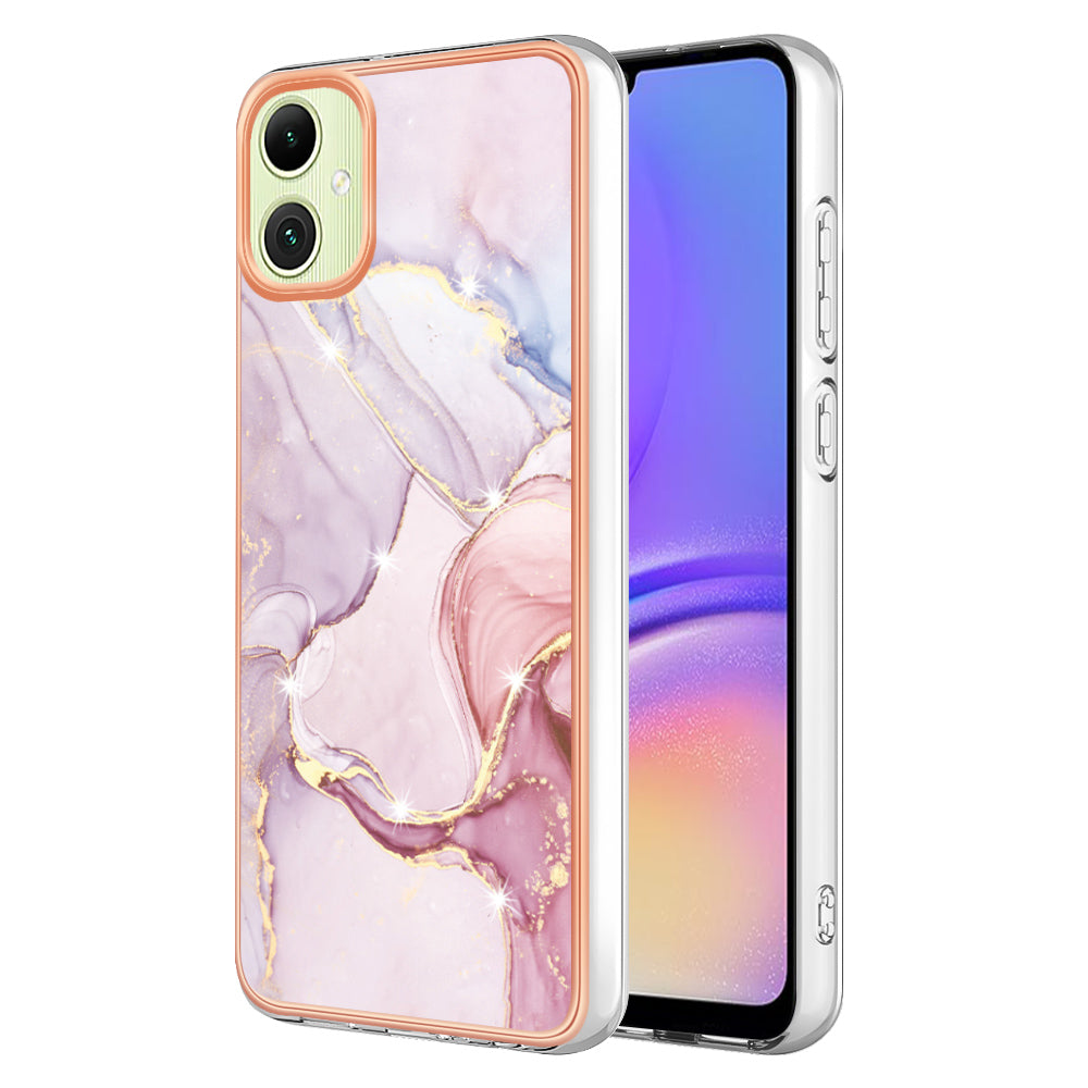 For Samsung Galaxy A06 Case YB IMD Series-2 Style-B IMD Marble Pattern TPU Back Cover - Rose Gold 005