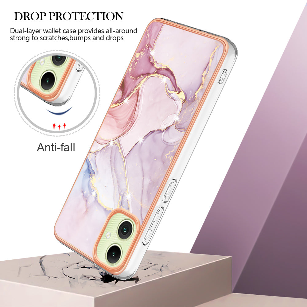 For Samsung Galaxy A06 Case YB IMD Series-2 Style-B IMD Marble Pattern TPU Back Cover - Rose Gold 005