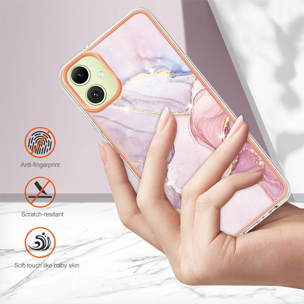 For Samsung Galaxy A06 Case YB IMD Series-2 Style-B IMD Marble Pattern TPU Back Cover - Rose Gold 005