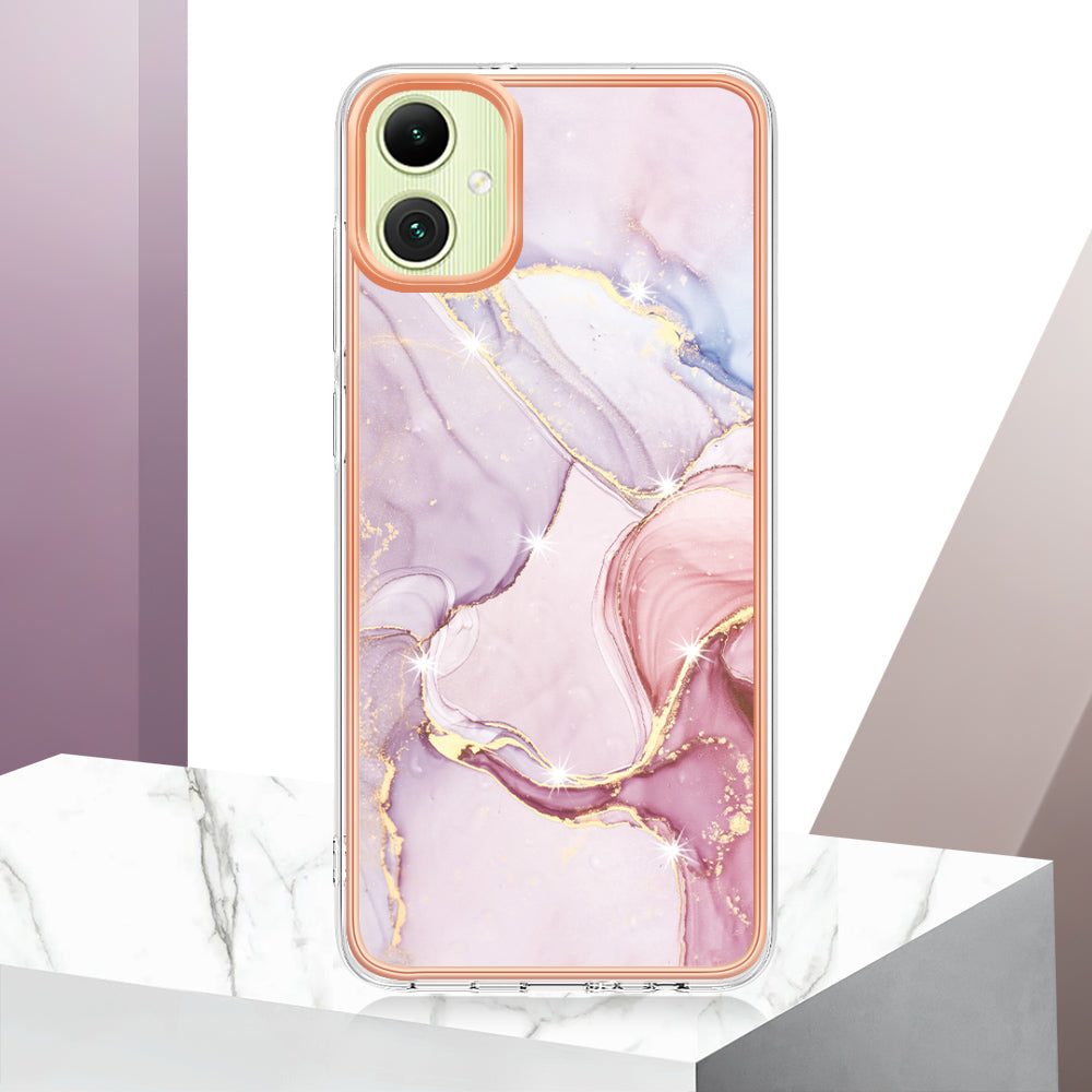 For Samsung Galaxy A06 Case YB IMD Series-2 Style-B IMD Marble Pattern TPU Back Cover - Rose Gold 005