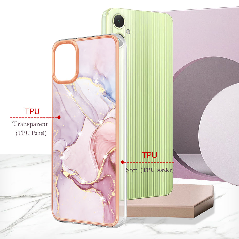 For Samsung Galaxy A06 Case YB IMD Series-2 Style-B IMD Marble Pattern TPU Back Cover - Rose Gold 005