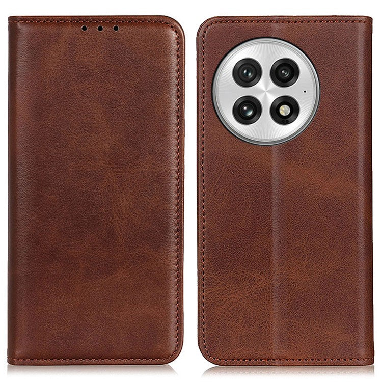 For OnePlus 13 Case Split Leather Flip Wallet Phone Cover - Coffee