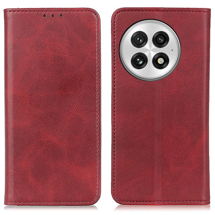 For OnePlus 13 Case Split Leather Flip Wallet Phone Cover - Red