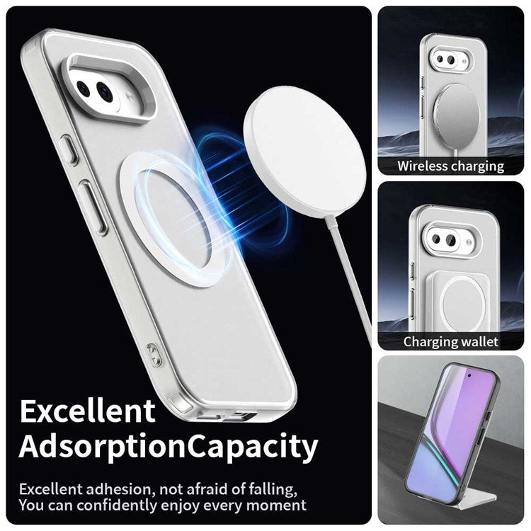 For Google Pixel 9a Case Compatible with MagSafe PC+TPU+PET Anti-Drop Phone Cover - White