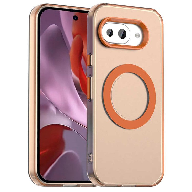 For Google Pixel 9a Case Compatible with MagSafe PC+TPU+PET Anti-Drop Phone Cover - Orange