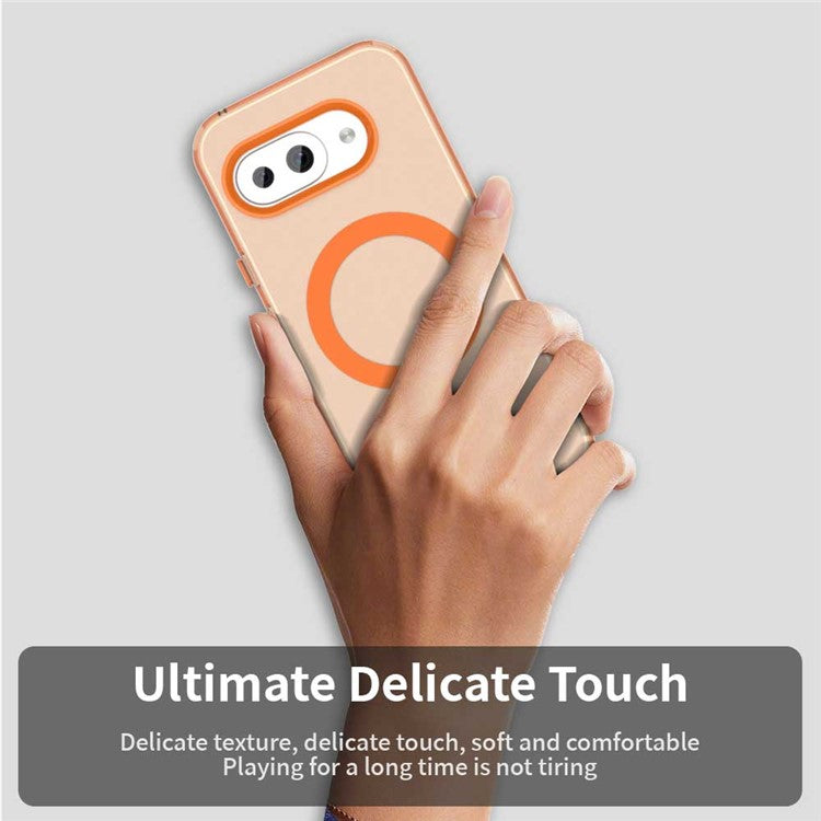 For Google Pixel 9a Case Compatible with MagSafe PC+TPU+PET Anti-Drop Phone Cover - Orange