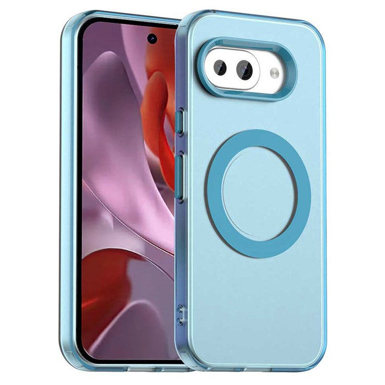 For Google Pixel 9a Case Compatible with MagSafe PC+TPU+PET Anti-Drop Phone Cover - Blue