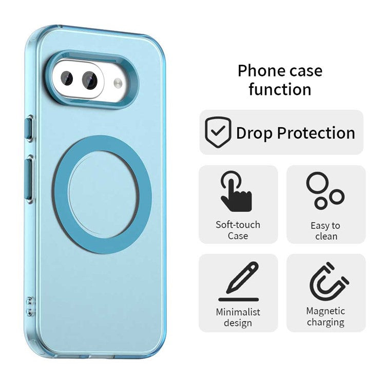 For Google Pixel 9a Case Compatible with MagSafe PC+TPU+PET Anti-Drop Phone Cover - Blue