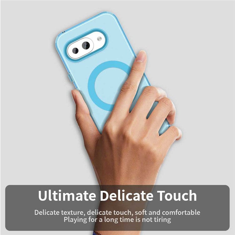 For Google Pixel 9a Case Compatible with MagSafe PC+TPU+PET Anti-Drop Phone Cover - Blue